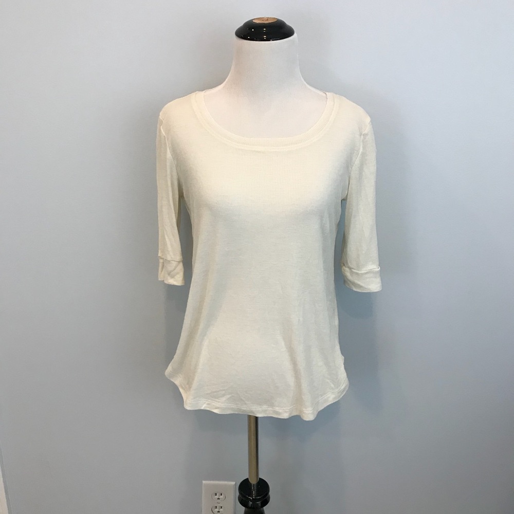 Splendid scoop neck ribbed 3/4 top size small